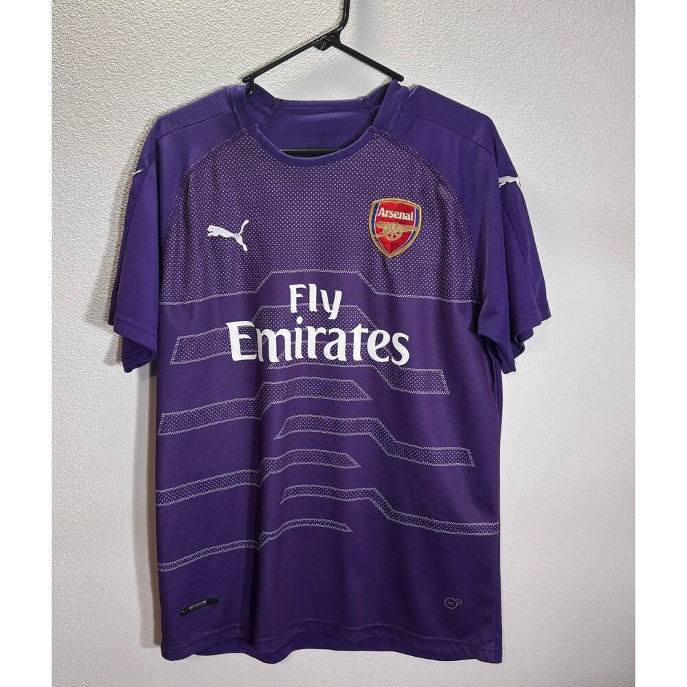 Puma Arsenal Soccer Jersey Purple Fly Emirates Short Sleeve Shirt Men Large